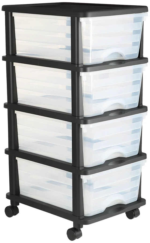 Alt view image 2 of 2 - VEVOR Plastic Storage Drawers Cart 4 Drawers Rolling Storage Organizer w/ Wheels