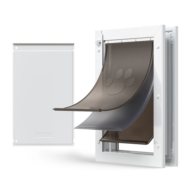 Alt view image 8 of 8 - VEVOR Pet Door, Large, with Three Magnetic Flaps and Metal Frame, Strong and Weatherproof Dog Door for Interior and Exterior Doors, Easy to Install, Easy In-and-Out Access for Doggies, White