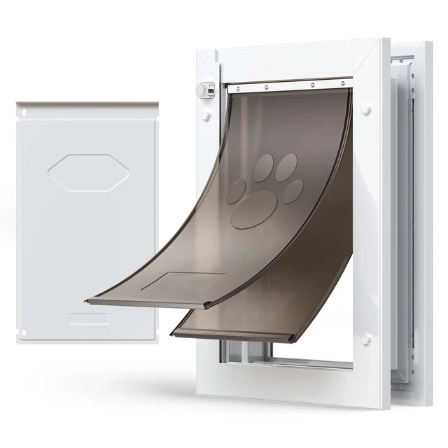 Alt view image 8 of 8 - VEVOR Pet Door, Medium, with Double Magnetic Flaps and Metal Frame, Strong and Weatherproof Dog Door for Interior and Exterior Doors, Easy to Install, Easy In-and-Out Access for Doggies, White