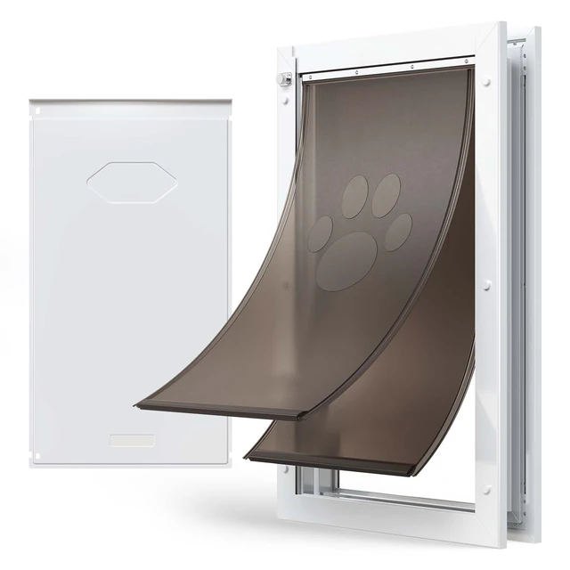 Alt view image 8 of 8 - VEVOR Pet Door, X-Large, with Double Magnetic Flaps and Metal Frame, Strong and Weatherproof Dog Door for Interior and Exterior Doors, Easy to Install, Easy In-and-Out Access for Doggies, White