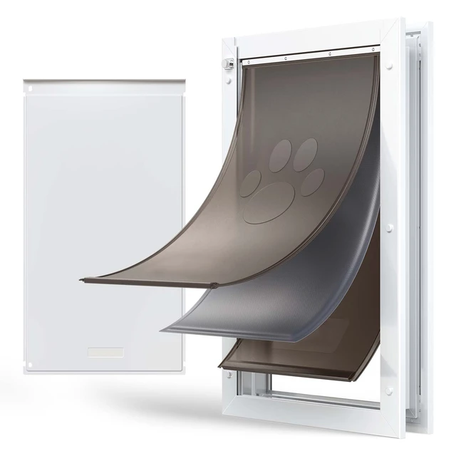 Alt view image 8 of 8 - VEVOR Pet Door, X-Large, with Three Magnetic Flaps and Metal Frame, Strong and Weatherproof Dog Door for Interior and Exterior Doors, Easy to Install, Easy In-and-Out Access for Doggies, White