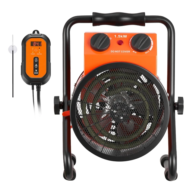 Alt view image 8 of 8 - VEVOR Greenhouse Heater, 1500W Electric Space Heater with Thermostat, Heating Tube Element, 25° Adjustable Angle, IPX4 & Overheat Protection, Great for Grow Tent, Greenhouse, Flower Room, Home Office