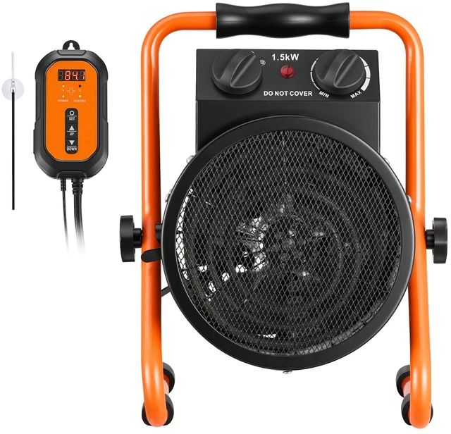 Alt view image 10 of 10 - VEVOR Greenhouse Heater with Thermostat, 1500W Fast Heating with Overheat Protection, 2-Speed Setting Small Grow Tent Heater, Electric Portable Heater Fan for Green House, Flower Room, Workplace