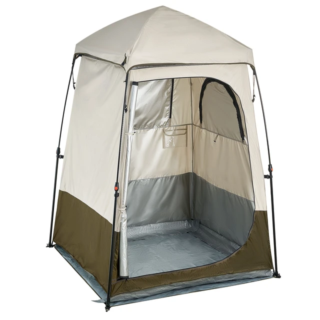 Alt view image 2 of 2 - Vevor Camping Shower Tent, 1 Room, Foldable Privacy Tent Changing Room with Ground Stakes, Ropes, Carry Bag, and Crossbar, 210D Oxford Fabric with Silver Coating, for Camping, Beach, and Fishing