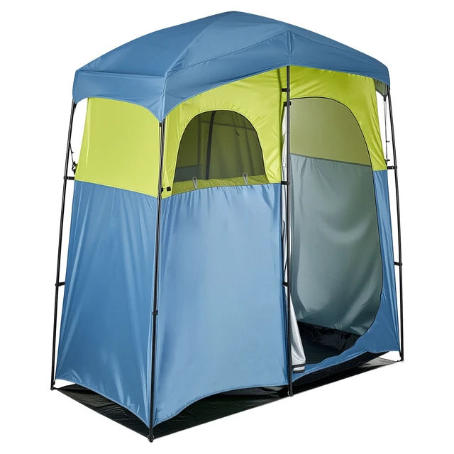 Alt view image 2 of 2 - Vevor Camping Shower Tent, 2-Room Portable Privacy Tent Changing Room with Shower Bag, Ground Stakes, Ropes, Carry Bag, and Support Poles, 150D Oxford Fabric with Silver Coating, for Camping, Fishing