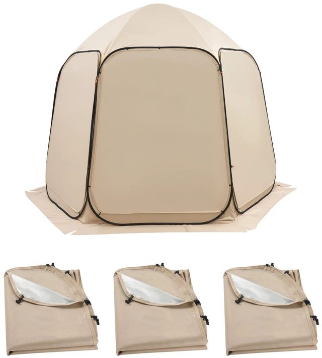 Alt view image 9 of 9 - Sun Shade Sail Canopy Covers, Fit for 10 x 9.2 ft Screen House Tent, Sun Protection, 5.51 x 4.23 ft 300D Oxford Silver-Coated Fabric, Pack of 3 (Not Include Tent), for Outdoor Activities, Beige
