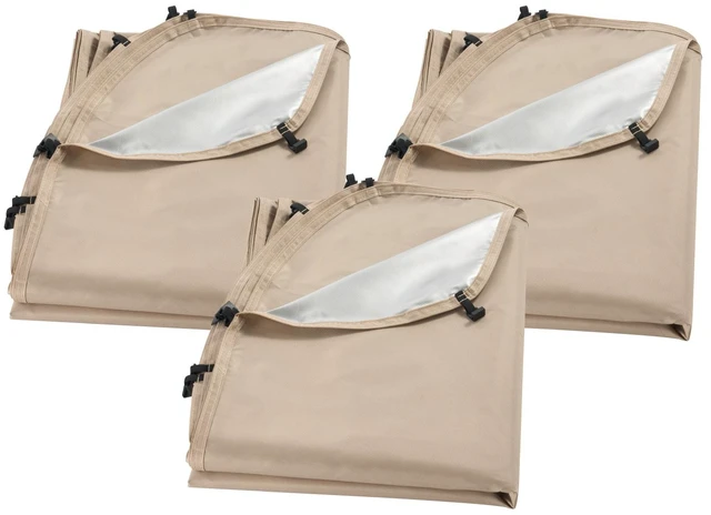 Alt view image 9 of 9 - Sun Shade Sail Canopy Covers, Fit for 15 x 13.8 ft Screen House Tent, Sun Protection, 5.51 x 5.25 ft 300D Oxford Silver-Coated Fabric, Pack of 3 (Not Include Tent), for Outdoor Activities, Beige