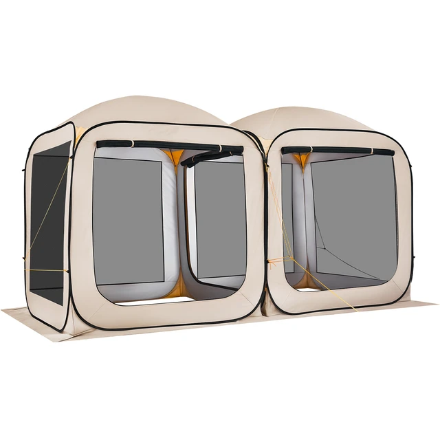 Alt view image 9 of 9 - Screen House Tent, 12 x 6 ft, 2 in 1 Pop Up Screen Tent, Portable Screened in Canopy with Carry Bag, Netting Sides, Ground Stakes, for Garden, Patio, Backyard, and Outdoor Activities, Beige