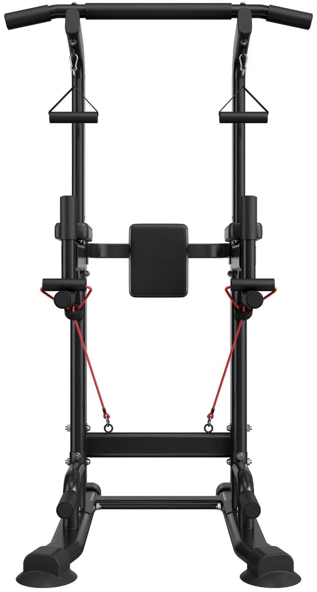 Alt view image 9 of 9 - Pull Up Bar, 330 LBS Power Tower Dip Station, Workout Dip Station with H-Shaped Stable Base & Back Pad, Adjustable 12 Level Height Free Standing Chin Up Bar for Back, 4-Level Adjustable Back Pad