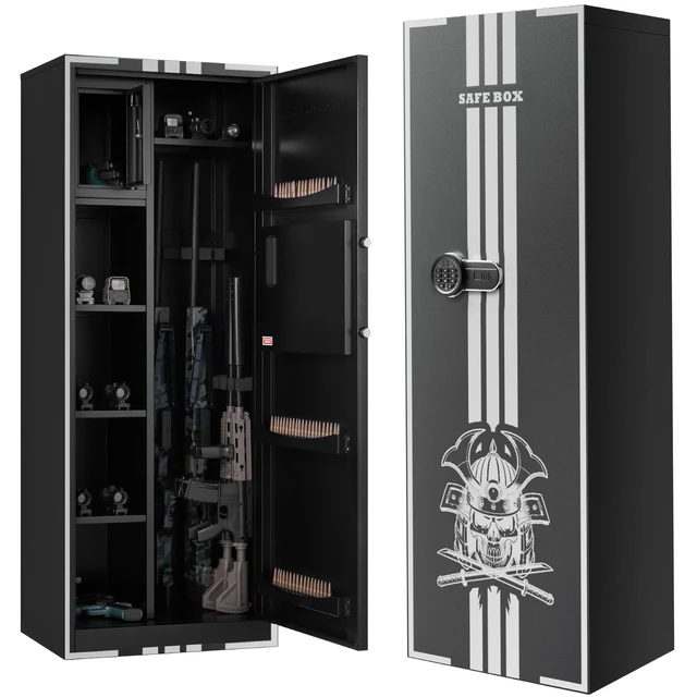 Alt view image 8 of 8 - VEVOR 4 Gun Safe, Long Gun Cabinet for Rifles and Pistols, Quick Access Rifle Safe with 3 Ammo Slots and 2 Adjustable Racks, Large Digital Cabinet with Key and Password Lock