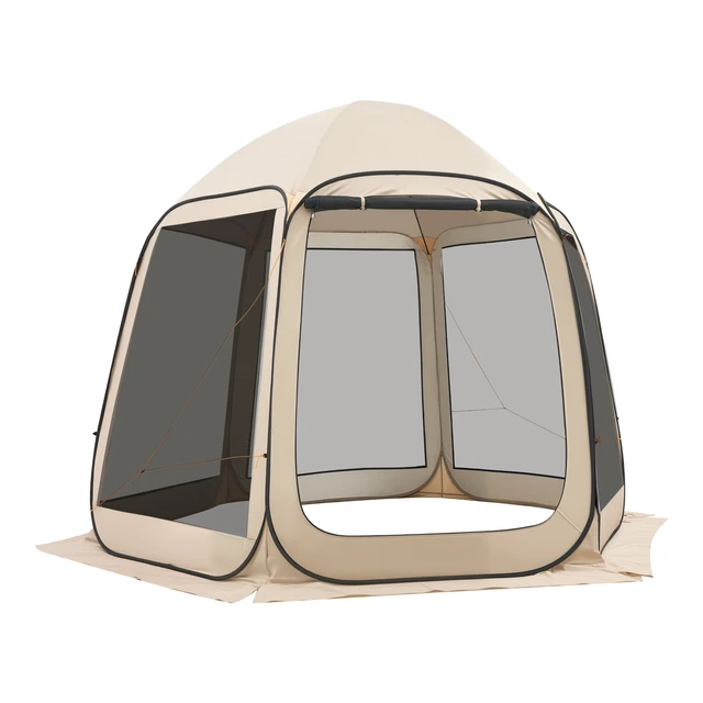 Alt view image 9 of 9 - Screen House Tent, 10 x 9.2 ft, 4-8 Person Pop Up Screen Tent, Portable Screened in Canopy with Carry Bag, Netting Sides, Ground Stakes, for Garden, Patio, Backyard, Outdoor Activities, Beige