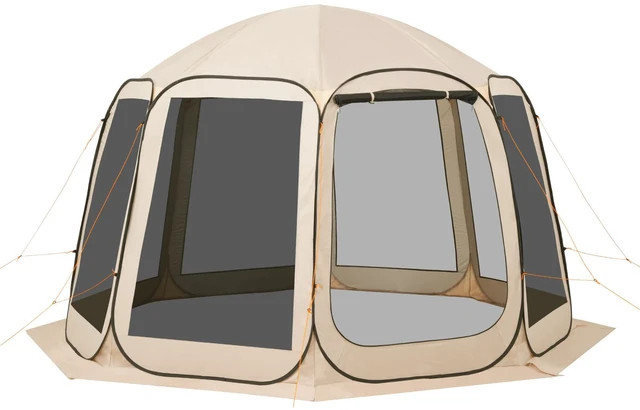 Alt view image 9 of 9 - Screen House Tent, 12 x 11 ft, 10-12 Person Pop Up Screen Tent, Portable Screened in Canopy with Carry Bag, Netting Sides, Ground Stakes, for Garden, Patio, Backyard, Outdoor Activities, Beige