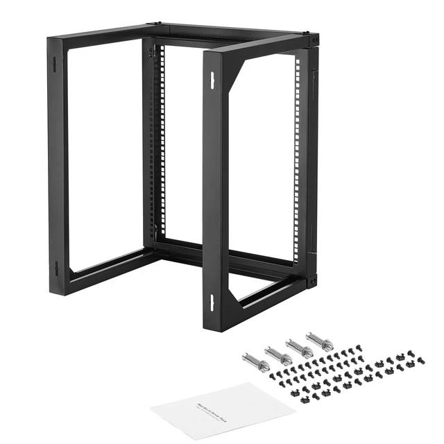 Alt view image 9 of 9 - VEVOR 12U Wall Mount Server Rack Open Frame Network Rack 150 lbs 180 Degrees