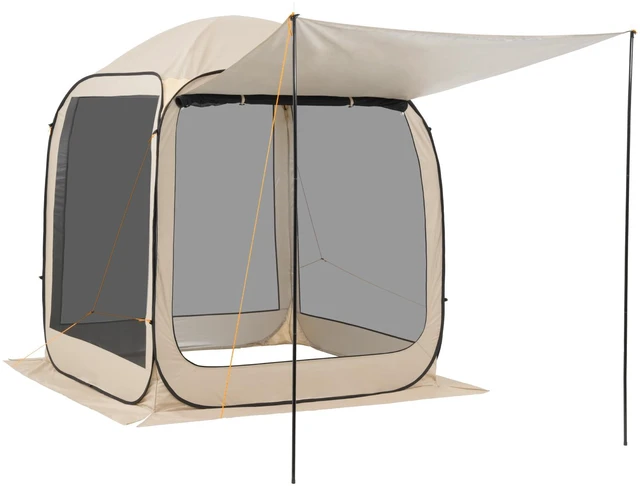 Alt view image 9 of 9 - Screen House Tent, 6 x 6 ft, 4-6 Person Pop Up Screen Tent with Extended Awning, Portable Screened in Canopy with Carry Bag, Netting Sides, for Patio, Backyard, and Outdoor Activities, Beige