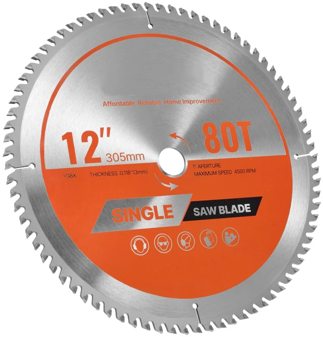 Alt view image 9 of 9 - VEVOR Circular Saw Blade Wood Cutting Blade for Circular Saw 12 inch 80 Teeth