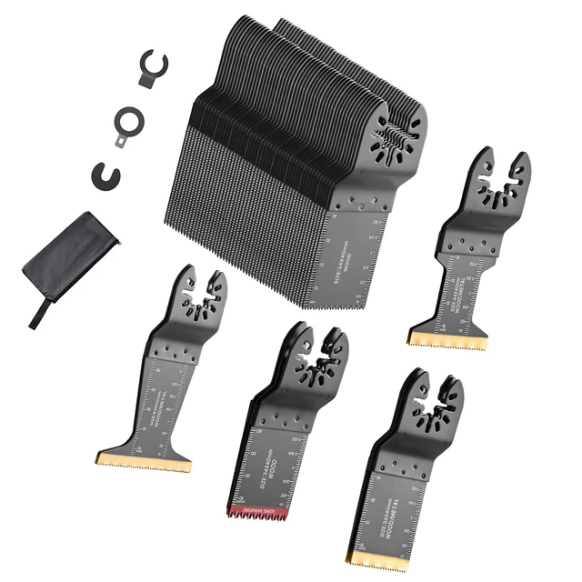 Alt view image 8 of 8 - VEVOR 60PCS Oscillating Saw Blades, Universal Quick Release Multi Tool Blades Kits, 5 Types Oscillating Multitool Blades for Wood Plastic Metal, Compatible with Dewalt Ryobi Milwaukee Bosch Craftsman