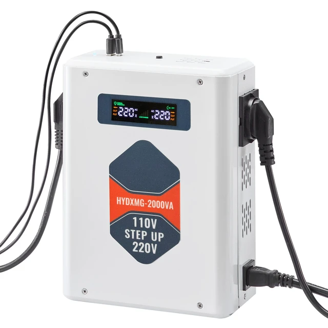 Alt view image 9 of 9 - Step Up Voltage Converter, 2000VA, Heavy Duty Voltage Power Converter, 110V to 220V Power Transformer, with 2 EU Outlets, USB Output, LCD Display, Temperature Protection, for 220V Appliances