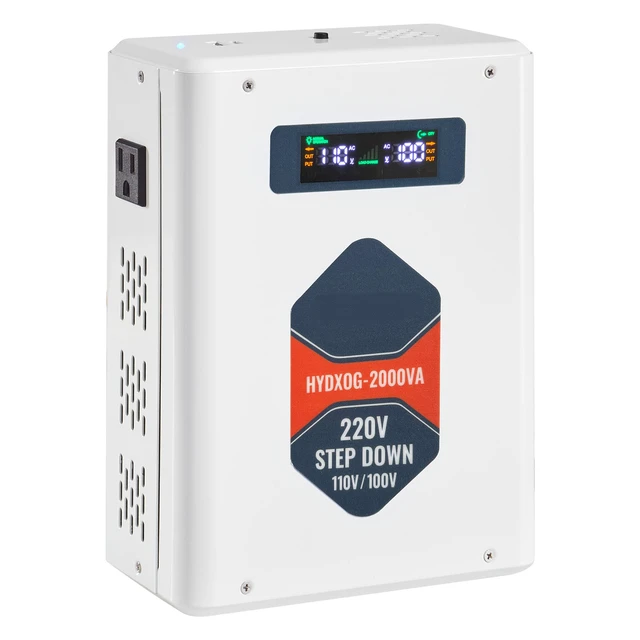 Alt view image 9 of 9 - Step Down Voltage Converter, 2000VA, Heavy Duty Voltage Power Converter, 220V to 110V Power Transformer, with 2 US Outlets, USB Output, LCD Display, Temperature Protection, for 110V Appliances