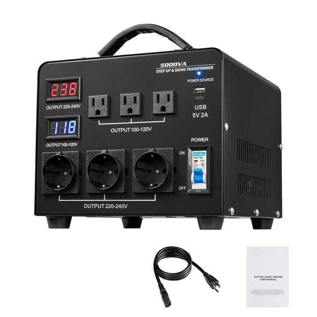 Alt view image 9 of 9 - VEVOR Voltage Converter Transformer 5000VA Step Up/Down 110 to 220V/220 to 110V