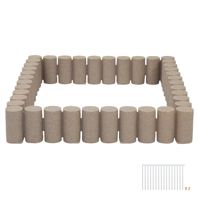 Alt view image 8 of 8 - VEVOR Faux Wood Landscape Edging, 13.7 ft Kit, No Dig Garden Edging Border, Blocks for Lawn, Flower Beds, Pathways, Yards, 4 Pack Each Section Has 10 Logs 41.14"L x 3.74"W x 7.48"H, 32 Spikes, Beige