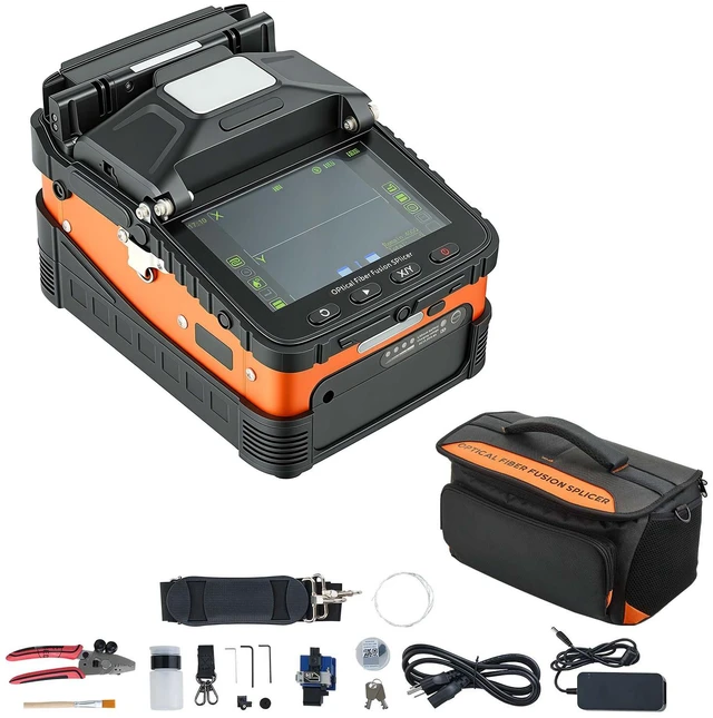 Main image of VEVOR Fiber Fusion Splicer 6 Motors with 8s Splicing & 18s Heating, 5200mAh Core Alignment Fibers Optical Splicer, 5" LCD Screen, 3 in 1 Fiber Holder, App Bluetooth Connectivity for SM MM DS NZDS