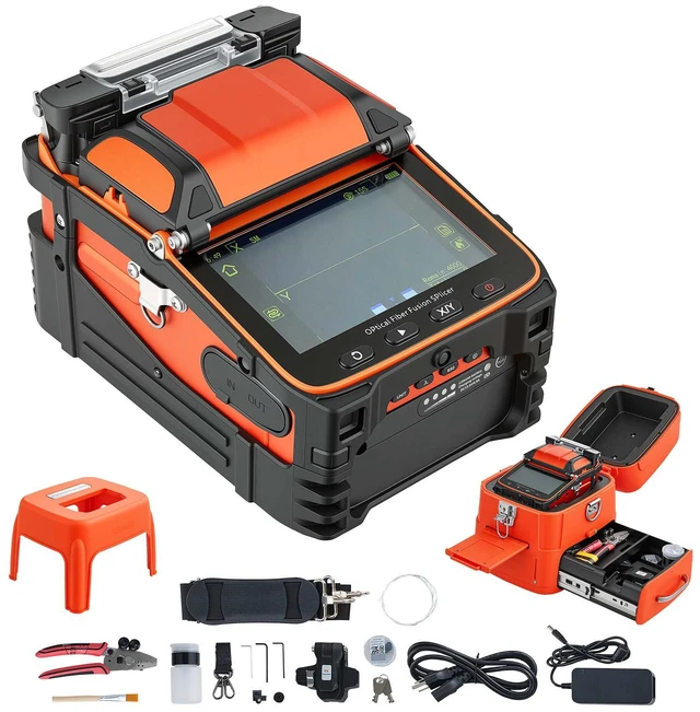 Main image of VEVOR Fiber Fusion Splicer 6 Motors with 5s Fast Splicing and 15s Heating, 7800mAh Core Alignment Fibers Optical Splicer with 5" Touchscreen, 3 in 1 Fiber Holder, VFL & OPM for SM MM DS NZDS