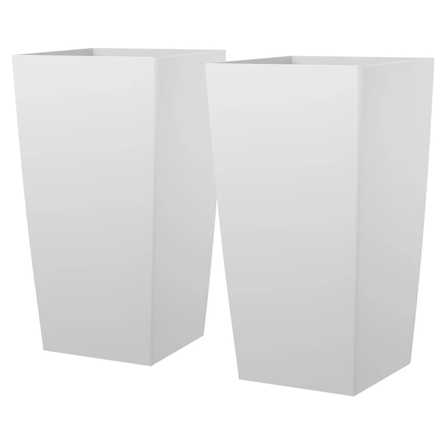 Alt view image 8 of 8 - VEVOR Tall Planters Set of 2, 30 Inch Large Outdoor Taper Planters for Outdoor Indoor Plants, Front Porch Plastic Modern Flower Pots with Casters, Inner Pot & Drainage Holes for Patio, Garden, White