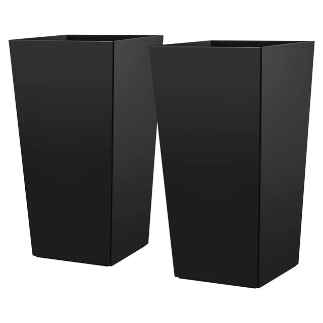 Alt view image 8 of 8 - VEVOR Tall Planters Set of 2, 30 Inch Large Outdoor Taper Planters for Outdoor Indoor Plants, Front Porch Plastic Modern Flower Pots with Casters, Inner Pot & Drainage Holes for Patio, Garden, Black