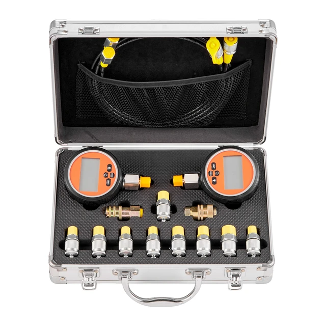 Alt view image 9 of 9 - VEVOR Digital Hydraulic Pressure Test Coupling Kit 10000PSI 2 Gauges 9 Couplings
