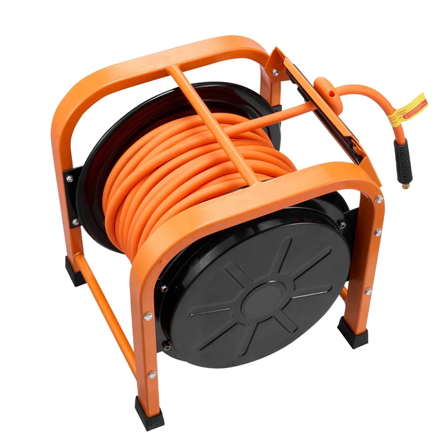 Alt view image 8 of 8 - VEVOR Retractable Air Hose Reel, 3/8 Inch x 100 FT PVC Air Hose Max 300PSI, Auto Rewind Air-Compressor Hoses Reel with 5 ft Lead in, Portable Freestanding Heavy Duty Steel Reel for Garages Workshops