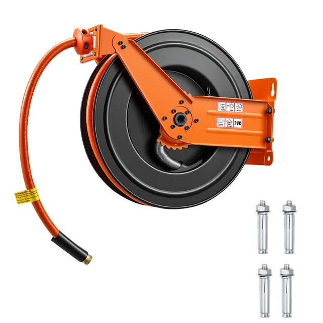 Alt view image 2 of 2 - Vevor Retractable Air Hose Reel, 3/4 Inch x 50 FT PVC Air Hose Max 300PSI, Auto Rewind Air-Compressor Hoses Reel with 5 ft Lead in, Ceiling/Wall Mount Heavy Duty Steel Double Arm