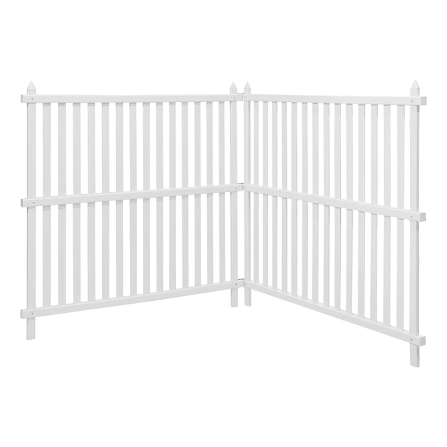 Alt view image 8 of 8 - VEVOR 2 Panels Outdoor Privacy Screen, 48 x 48 in Air Conditioner Fence with 19.7 in Ground Stakes, Pool Equipment Enclosure, Strip Vinyl Privacy Fence, Ideal for Trash Can and A/C Units, White