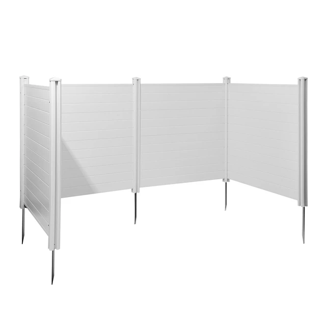 Alt view image 2 of 2 - Vevor 4 Panels Outdoor Privacy Screen, 50 x 50 in Air Conditioner Fence with 27.6 in Ground Stakes, Pool Equipment Enclosure, Horizontal Vinyl Privacy Fence, Ideal for Trash Can and A/C Units, White