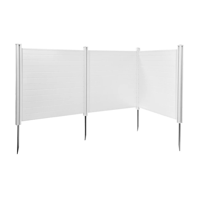Alt view image 2 of 2 - Vevor 3 Panels Outdoor Privacy Screen, 50 x 50 in Air Conditioner Fence with 27.6 in Ground Stakes, Pool Equipment Enclosure, Horizontal Vinyl Privacy Fence, Ideal for Trash Can and A/C Units, White