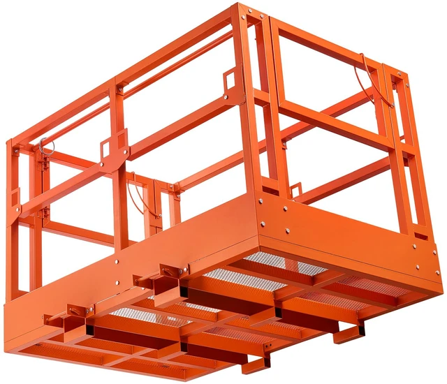 Main image of VEVOR Mesh Telehandler Work Platform, 48 x 73.9 Inch, Man Safety Basket, 2000 lbs Capacity, Forklift Telehandler Attachment, Safety Cage, Heavy Duty Carbon Steel, for Most Aerial Jobs Lifting Loader