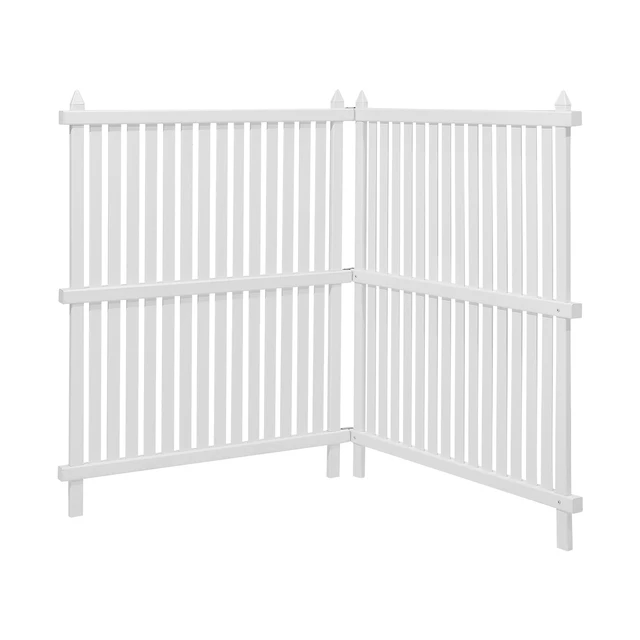 Alt view image 9 of 9 - 2 Panels Vinyl Privacy Screen, 36 x 45 in Outdoor Fence Enclosure with Galvanized Stakes, PVC Vertical Vinyl Fence Screen, Ideal for Trash Can, Air Conditioner, Pool Equipment Fence, White