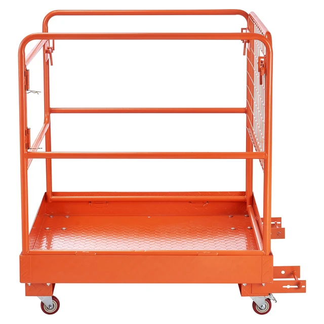 Alt view image 8 of 8 - VEVOR Forklift Safety Cage, 36.6 x 36.6 Inch, Forklift Man Basket with 4 Wheels, 1200 lbs Capacity, Heavy Duty Work Platform, Collapsible Lift Basket Safety Set, for Most Aerial Jobs Lifting Loader