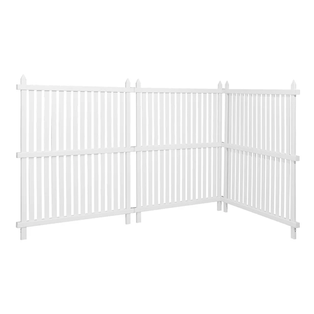 Alt view image 2 of 2 - Vevor 3 Panels Outdoor Privacy Screen, 36 x 45 in Air Conditioner Fence with 19.7 in Ground Stakes, Pool Equipment Enclosure, Strip Vinyl Privacy Fence, Ideal for Trash Can and A/C Units, White