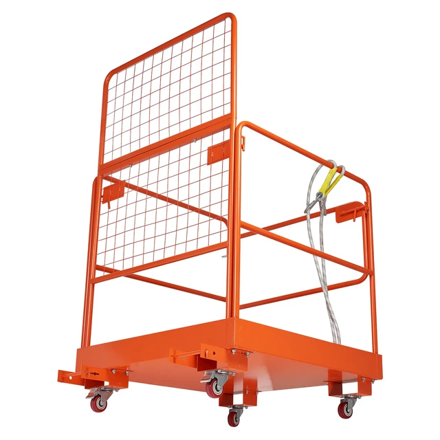 Alt view image 8 of 8 - VEVOR Forklift Safety Cage, 36.2 x 41.1 Inch, Forklift Man Basket with 4 Wheels, 1200 lbs Capacity, Heavy Duty Work Platform Collapsible Lift Basket, Safety Harness, for Aerial Work Lifting Loader