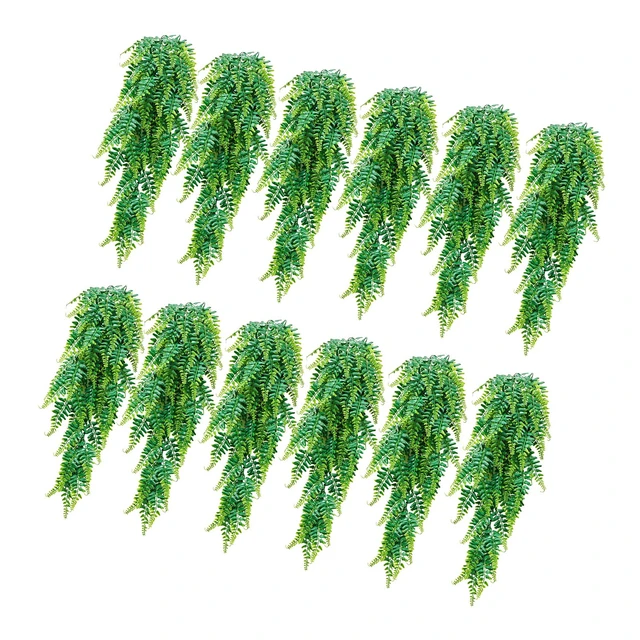 Alt view image 8 of 8 - VEVOR Artificial Ferns, 12 Pcs Fake Hanging Boston Fern Bush Plant with 32 Inch Hanging Length, Plastic Faux Greenery for Indoor/Outdoor Decor, For Wall, Wedding Party, Home, Porch Garden, No Basket
