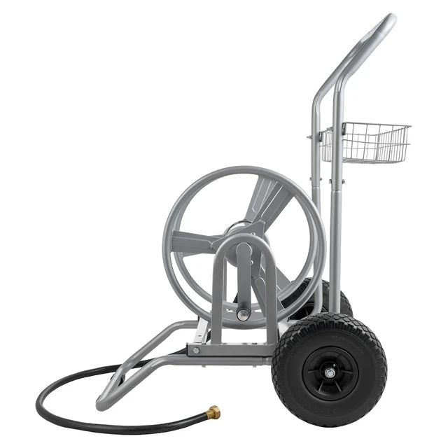 Alt view image 9 of 9 - Water Hose Reel Cart, 200/300ft High-Pressure Garden Hose Cart, Hoses Reel Carts with Two Wheels, Handle & Heavy-Duty Mesh Storage Basket, Dual-Purpose Portable Hoses Reels for Garden, Car, Pet