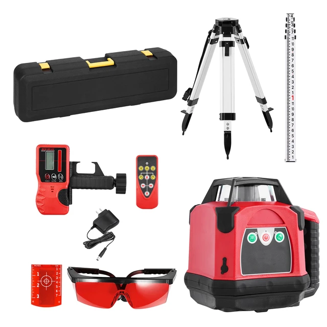 Alt view image 9 of 9 - VEVOR 1650ft Rotary Laser Level Kit Self Leveling Red Line 0.06 in/100 ft