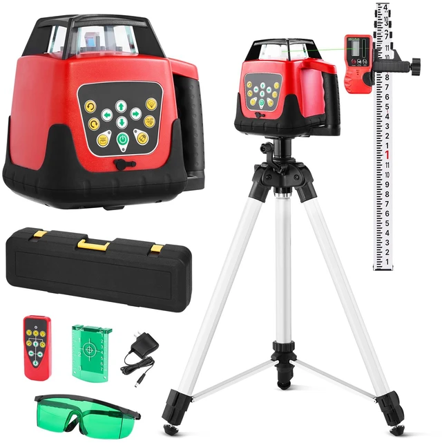 Alt view image 8 of 8 - VEVOR 2000ft Rotary Laser Level Kit Self Leveling Green Horizontal with Tripod