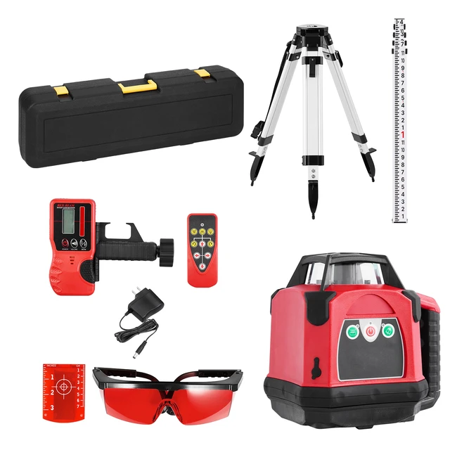 Alt view image 9 of 9 - VEVOR 2650ft Rotary Laser Level Kit Self Leveling Red Line 0.06 in/100 ft