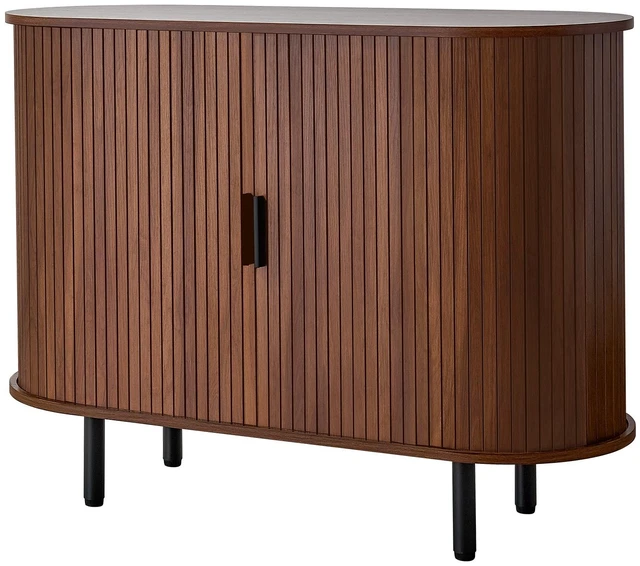 Alt view image 15 of 15 - Coffee Bar Cabinet, Mid Century Fluted Coffee Bar Table, Buffet Stand Cabinet with 2 Sliding Doors, Sideboard Buffet Station for Living Room, Entryway, Kitchen, 39.3 x 15.7 x 29.5 in, Walnut