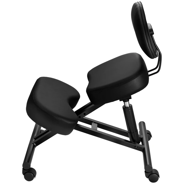 Alt view image 8 of 8 - VEVOR Ergonomic Kneeling Chair with Backrest & Wheels, Mobile X-Shaped Posture Knee Chair with Adjustable Height & Thick Foam Cushions, Relief for Neck or Back Pain for Home, Office, Meditation, Black