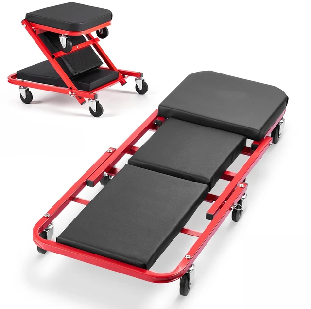 Main image of VEVOR 40 in 2-in-1 Folding Mechanic Creeper, Z Creeper Seat & Under Car Garage Roller, 450 lbs Rolling Creeper Stool with 6 Swivel Casters, Padded Headrest for Auto Repair