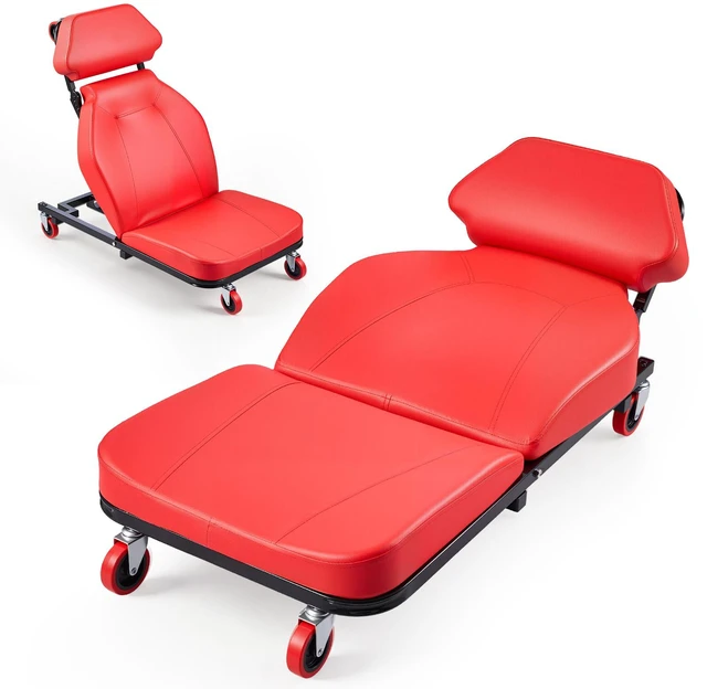 Main image of VEVOR 48.4 in 2-in-1 Mechanic Creeper, Adjustable Backrest Garage Creeper Seat, 570 lbs Under Car Rolling Chair with 6 Swivel Casters, Padded Headrest for Auto Repair
