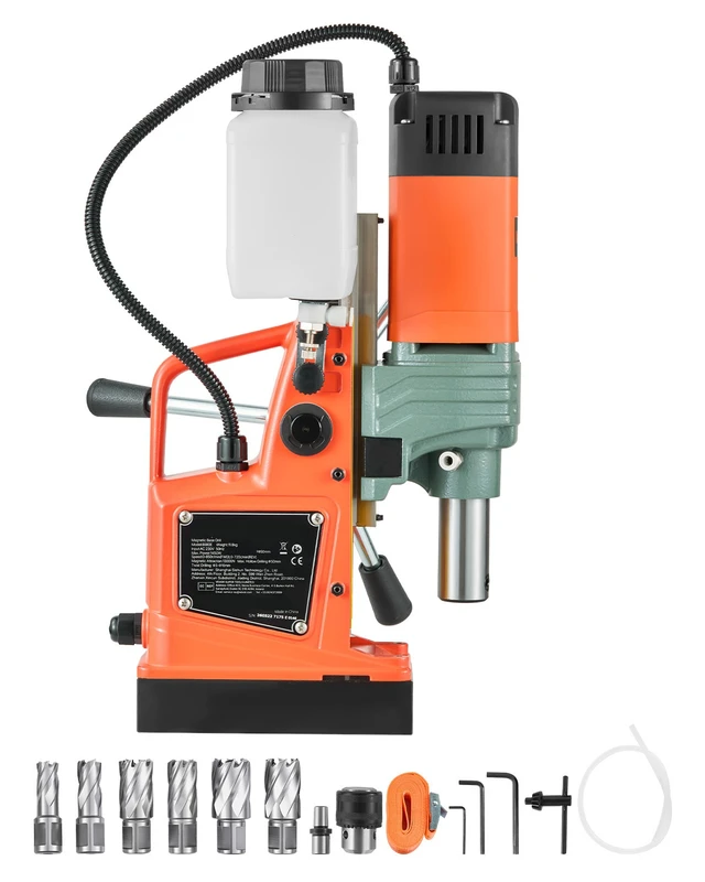 Alt view image 8 of 8 - VEVOR Magnetic Drill, 1450W Motor 2 in Coring Diameter, 2922 lbf Magnetic Force, Portable Electric Mag Drill Press with 6 Coring Bits, Variable Speed, Drilling Machine for Metal Surface, Industrial