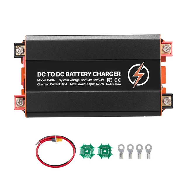 Alt view image 8 of 8 - VEVOR DC to DC Battery Charger, 520W, 40A Alternator Charger, Fast DC-DC Charging for Portable Power Stations, Compatible with LiFePO4 Lead-Acid AGM GEL Batteries, 12V/24V-12V/24V, for RV Home Backup